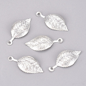Iron Pendants, Filigree, Leaf, Silver, 21x9.7x2mm, Hole: 1.4mm