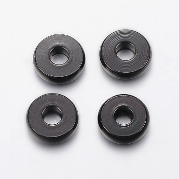 304 Stainless Steel Spacer Beads, Donut, Electrophoresis Black, 8x2.5mm, Hole: 3mm