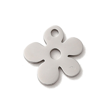 201 Stainless Steel Charms, Laser Cut, Flower Charm, Stainless Steel Color, 13x12.5x1mm, Hole: 1.5mm