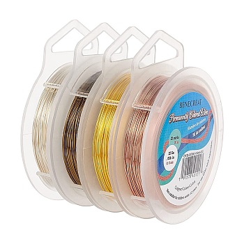 Round Copper Craft Wire, Mixed Color, 22 Gauge, 0.6mm, about 20m/roll, 4 colors, 1roll/color, 4rolls/set