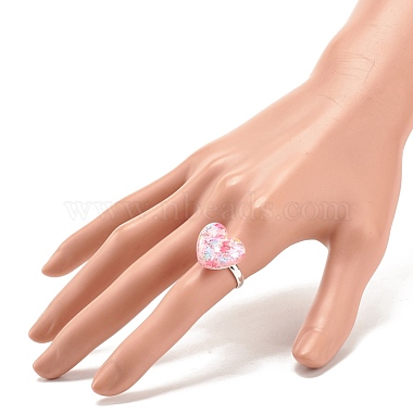 3D Resin Heart with Star Adjustable Ring(RJEW-JR00457)-3