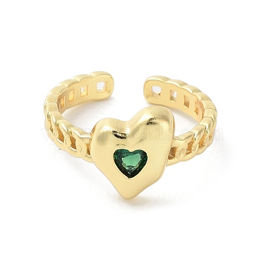 Glass Heart Open Cuff Ring(RJEW-A035-01G-01)-2