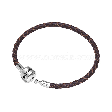 Tinysand rhodié 925 fabrication de bracelets en cuir tressé en argent sterling(TS-B-129-18)-2