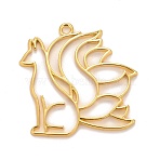 Alloy Open Back Bezel Pendants, For DIY UV Resin, Epoxy Resin, Pressed Flower Jewelry, Cadmium Free & Lead Free, Nine Tailed Fox, Golden, 44x44.5x2.2mm, Hole: 3mm(X-PALLOY-F280-03G)