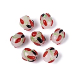 Handmade Lampwork Beads, Barrel & Hot Pepper, FireBrick, 14~15.5x11~13.5mm, Hole: 1~1.6mm(LAMP-Q039-02A)