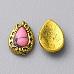 Zinc Alloy Cabochons, with Plastic Beads, Nail Art Decoration Accessories for Women,  Antique Golden, Teardrop, 8x6x2mm,(MRMJ-WH0320-05C-02)