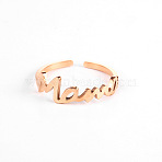 Simple 304 Stainless Steel Mama Cuff Rings for Mother's Day, Rose Gold, show in picture(QW8429-3)