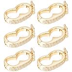 6Pcs Brass Peanut Twister Clasps, Enhancer Clasp, with Crystal Rhinestone, for Purse Making, Golden, 19x10x3.5mm, Inner Diameter: 12.5x6.5mm(FIND-SC0003-97G)