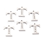 Non-Tarnish 304 Stainless Steel Pendant Rhinestone Settings, Letter, Stainless Steel Color, Letter.T, T: 15x13x1.5mm, Hole: 1.2mm, Fit for 1.6mm Rhinestone(STAS-F267-09T-P)