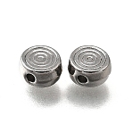 304 Stainless Steel Beads, Flat Round with Vortex, Anti-Tarnish, Stainless Steel Color, 6x3mm, Hole: 1.2mm(STAS-V009-13B-P)