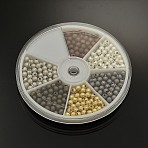 1Box Brass Textured Round Spacer Beads, Nickel Free, Mixed Color, 4mm, Hole: 1mm, about 350pcs/box(KK-X0055-NF)