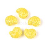 Handmade Porcelain Ceramic Beads, Bright Glazed Porcelain, Shell Shape, Yellow, 14x12x7.5~8mm, Hole: 2~2.5mm(PORC-T133-25A)