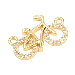 Brass Micro Pave Clear Cubic Zirconia Pendants, Bicycle Charms, Cadmium Free & Lead Free, Real 18K Gold Plated, 13x19.5x2mm, Hole: 1.5mm(KK-D258-35G)
