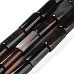 Natural Black Agate Beads Strands, Tube Cylinder Beads, Dyed & Heated, Column, 12~13x5.5~6mm, Hole: 1.2mm, about 30pcs/strand, 14.96''(38cm)(G-NH0019-A02-01)