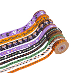 9Pcs 9 Styles Halloween Printed Polyester Grosgrain Ribbon, Party Gift Wrapping, Mixed Color, 1 inch(25mm), about 5 yards/style, 1pc/style(OCOR-WH0085-74)