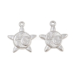 304 Stainless Steel Pendants, Smiling Face Sun Charms, Stainless Steel Color, 22.5x19.5x2mm, Hole: 1.8mm(SA-CBAB51A-01P)