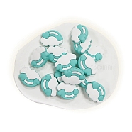 Cloud Food Grade Eco-Friendly Silicone Beads, Chewing Beads  For Teethers, DIY Nursing Necklaces Making, Turquoise, 22x29mm, Hole: 3mm(PW-WG31581-08)