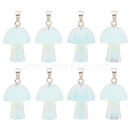 8Pcs Opalite Pendants, Mushroom Charms, with Stainless Steel Color Tone Stainless Steel Snap On Bails, 24~25x16mm, Hole: 5x3mm(G-UN0001-26)