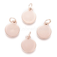 Ion Plating(IP) 304 Stainless Steel Charms, with Jump Rings, Blank Stamping Tag, Flat Round, Rose Gold, 12.5x10x0.8mm, Hole: 3.5mm(EJEW-L238-02B-RG)