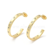 Rack Plating Brass Ring Stud Earrings, Cubic Zirconia Half Hoop Earrings, Lead Free & Cadmium Free, Real 18K Gold Plated, 28x3.5mm(EJEW-A029-01G)