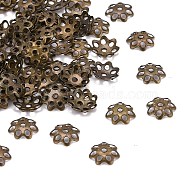 Iron Bead Caps, Cadmium Free & Lead Free, Flower, Multi-Petal, Antique Bronze, 6x1mm, Hole: 1mm(IFIN-R197-AB)