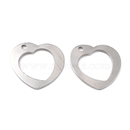 201 Stainless Steel Pendants, Heart, Stainless Steel Color, 20x21x1mm, Hole: 1.8mm(STAS-K217-71)