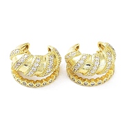 Rack Plating Brass Micro Pave Cubic Zirconia Cuff Earrings for Women, Long-Lasting Plated, Lead Free & Cadmium Free, Real 18K Gold Plated, 17.5x15x10mm(KK-Z038-24G)