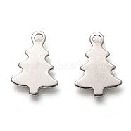 Christmas 201 Stainless Steel Charms, Laser Cut, Christmas Tree, Stainless Steel Color, 10x6.5x0.5mm, Hole: 1.4mm(STAS-C017-03B-P)