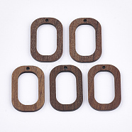 Walnut Wood Pendants, Oval, Saddle Brown, 28x19x2.5~3mm, Hole: 1.8mm(WOOD-S054-19)