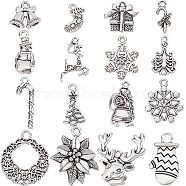 64Pcs 16 Style Tibetan Style Alloy Pendants, Lead Free & Cadmium Free, for Christmas, Mixed Shape, Antique Silver, 13.5~29x7.5~25x1.5~4mm, Hole: 1.5~3mm, 4pcs/style(FIND-SC0004-76)