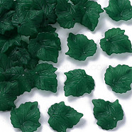 Autumn Theme Transparent Frosted Acrylic Pendants, Maple Leaf, Dark Green, 24x22.5x3mm, Hole: 1mm, about 962pcs/500g(PAF002Y-29)