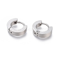 202 Stainless Steel Huggie Hoop Earrings, Hypoallergenic Earrings, with 316 Stainless Steel Pin, Thick Hoop Earrings, Ring Shape, Stainless Steel Color, 13x14x3mm, Pin: 1mm(X-EJEW-O087-09A-P)
