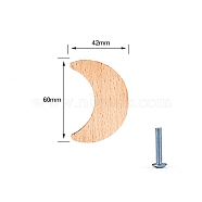 Wood Drawer Knobs, Cabinet Handle, with Screw, Moon, 60x42mm(PW-WG19186-02)