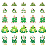 SUNNYCLUE 30Pcs 5 Style Alloy Enamel Pendants, Frog, Light Gold, Lawn Green, 5~29x13~17.2x1.3~2mm, Hole: 1.8~2.3, 6pcs/style(PALLOY-SC0003-95)
