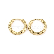 Ion Plating(IP) 304 Stainless Steel Grooved Hoop Earrings, Real 18K Gold Plated, 16.5x2.5mm, Pin: 1mm(X-EJEW-M218-01B-G)