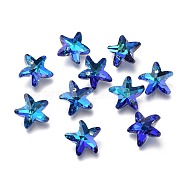 Electroplate Glass Charms, Starfish, Faceted, Back Plated, Blue, 14x15x7mm, Hole: 1.4mm(GLAA-H101-B-02)