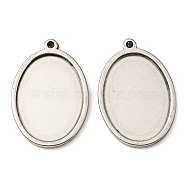 201 Stainless Steel Pendant Cabochon Settings, Oval, Stainless Steel Color, Tray: 25x18mm, 31x21x2mm, Hole: 1.8mm(STAS-F296-05B-P)