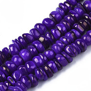 Natural Trochid Shell/Trochus Shell Beads Strands, Dyed, Flat Round, Blue Violet, 5~10x1~7mm, Hole: 1mm, about 94pcs/strand, 14.96''(38cm)(SHEL-S258-081-B02)