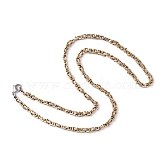 Vacuum Plating 201 Stainless Steel Byzantine Chain Necklaces, with Lobster Claw Clasps, Golden & Stainless Steel Color, 23.22~23.62 inch(59~60cm), 4mm(NJEW-I248-03B-GP)