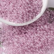 MIYUKI Round Rocailles Beads, Japanese Seed Beads, 8/0, (RR3508) Transparent Pale Rose Luster, 3mm, Hole: 1mm, about 2111~2277pcs/50g(SEED-X0055-RR3508)