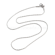 304 Stainless Steel Boston Chain Necklaces, with Lobster Claw Clasps, Stainless Steel Color, 18.1 inch(46cm), 1mm(STAS-O053-16P)