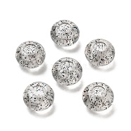 Transparent Acrylic European Beads, Large Hole Beads, with Glitter Powders, Rondelle, Silver, 14x8.5mm, Hole: 5.5mm, about 537pcs/500g(TACR-P009-A01-08)