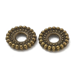 Tibetan Style Alloy Spacer Beads, Cadmium Free & Lead Free, Flat Round, Antique Bronze, 7.5x1.5mm, Hole: 2mm, about 4166pcs/1000g(TIBE-P003-43AB)