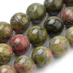 Natural Unakite Beads Strands, Round, 6mm, Hole: 1mm, about 60~62pcs/strand, 15.7 inch(G-S259-14-6mm)