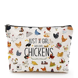 Cotton and Linen Makeup Storage Bag, Multi-functional Travel Toilet Bag, Clutch Bag with Zipper for Women, Chick, 18x25cm(PW-WG98462-02)