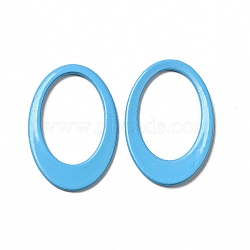 Spray Painted 201 Stainless Steel Linking Rings, Oval, Deep Sky Blue, 18x12x1mm, Inner Diameter: 8.5x13mm(STAS-G304-05A)