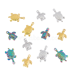 12Pcs 6 Style 304 Stainless Steel Pendants, Tortoise, Mixed Color, 18.5~25x14~15x3mm, Hole: 1.8mm, 2pcs/style(STAS-FH0001-80)
