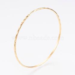 304L Stainless Steel Bangles, Ripple, Golden, 2-5/8 inches(6.8cm); 2.5mm(BJEW-G568-15G)