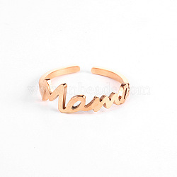 Simple 304 Stainless Steel Mama Cuff Rings for Mother's Day, Rose Gold, show in picture(QW8429-3)