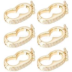 6Pcs Brass Peanut Twister Clasps, Enhancer Clasp, with Crystal Rhinestone, for Purse Making, Golden, 19x10x3.5mm, Inner Diameter: 12.5x6.5mm(FIND-SC0003-97G)